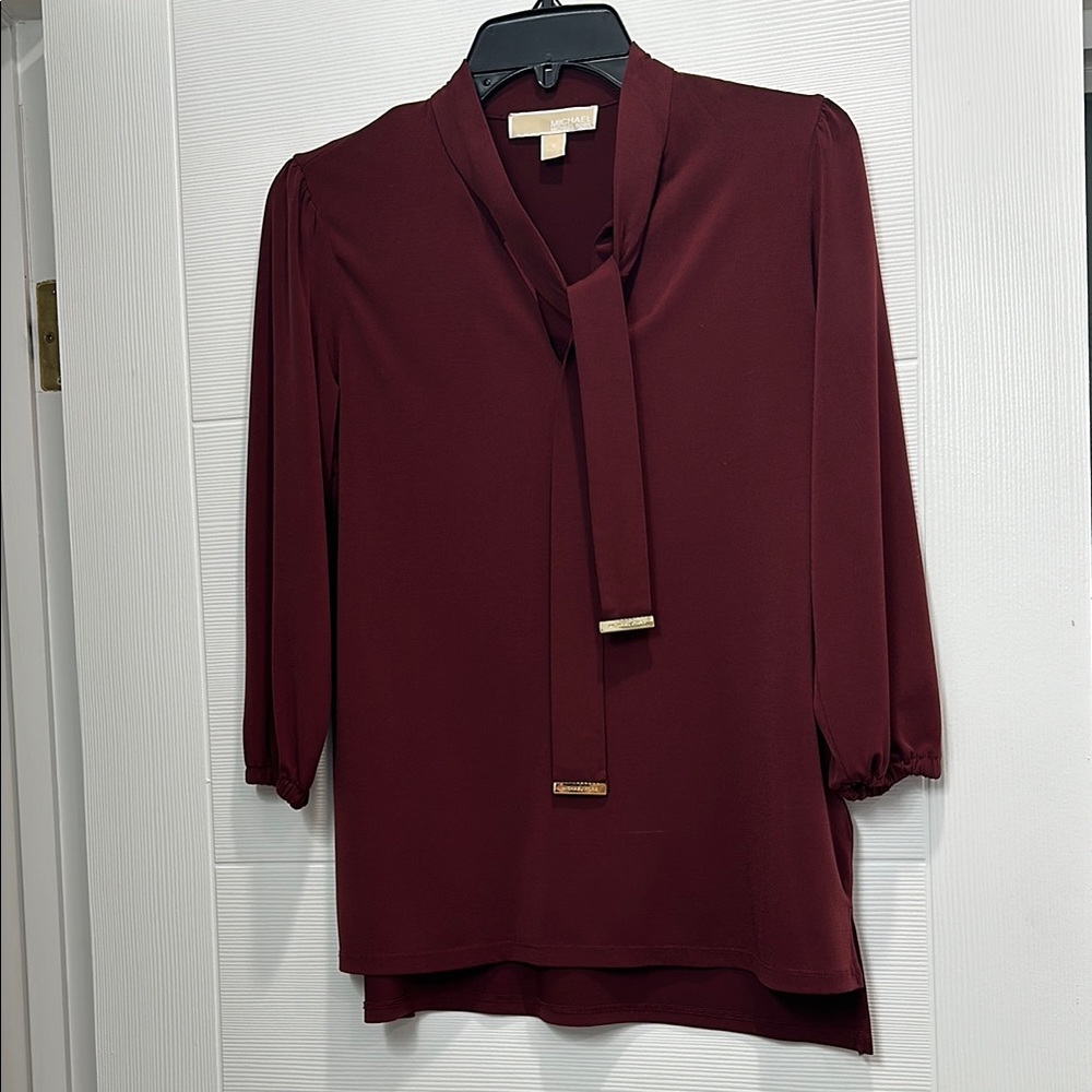 Michael Kors Burgundy Women's Top w/ gold detail